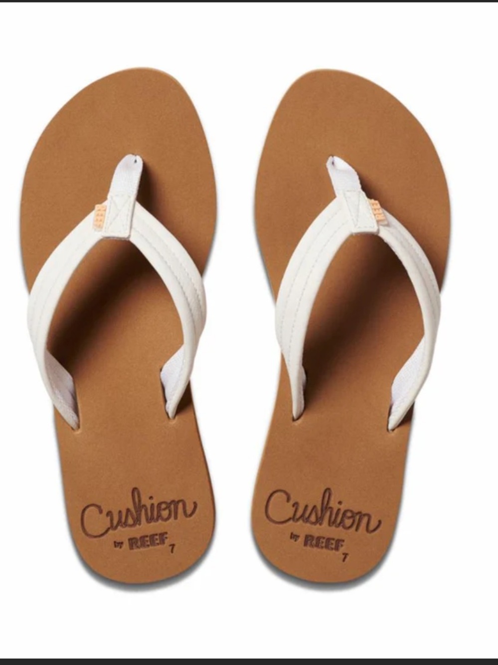 Reef Cushion Women's White and Tan Casual Flip Flop Sandals Size 9